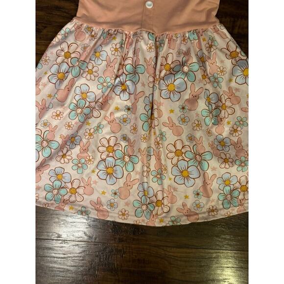 Ruffle Girl Girls Peach Easter Bunny Boutique Dress XL - Picture 2 of 6